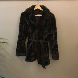 Brown faux fur winter jacket